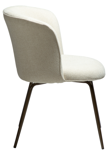 DAN-FORM BLISS spisebordsstol - Frosted mandel boucl m. shimmer og antik messing metal