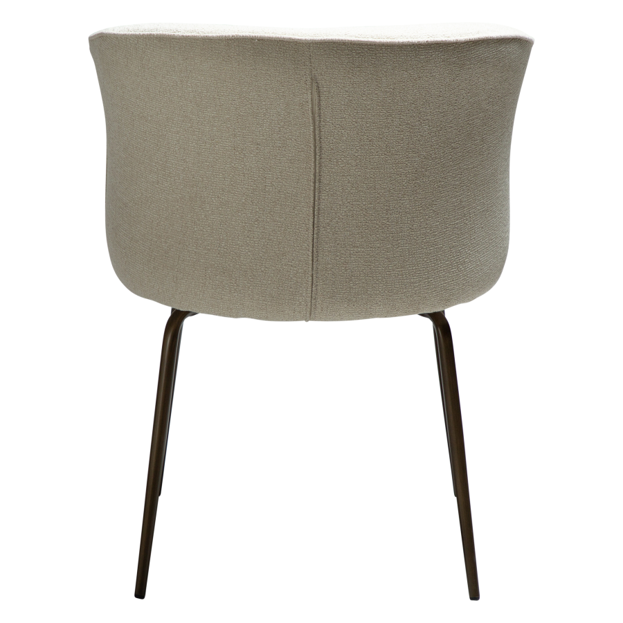 DAN-FORM BLISS spisebordsstol - Frosted mandel boucl m. shimmer og antik messing metal