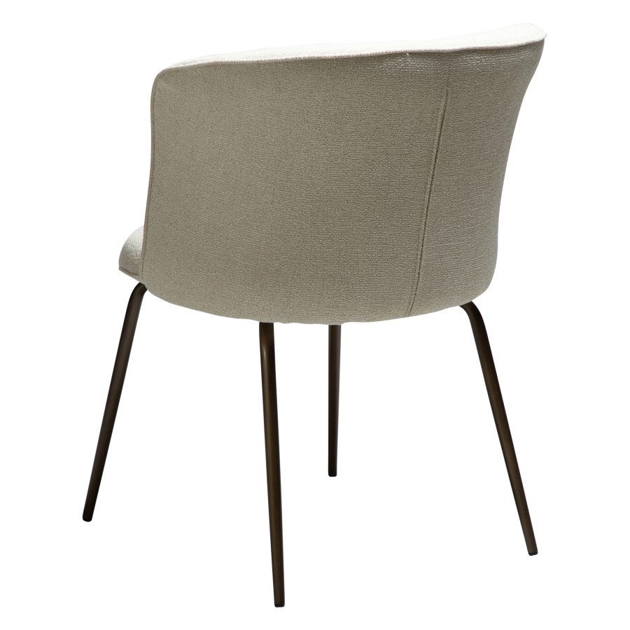 DAN-FORM BLISS spisebordsstol - Frosted mandel boucl m. shimmer og antik messing metal