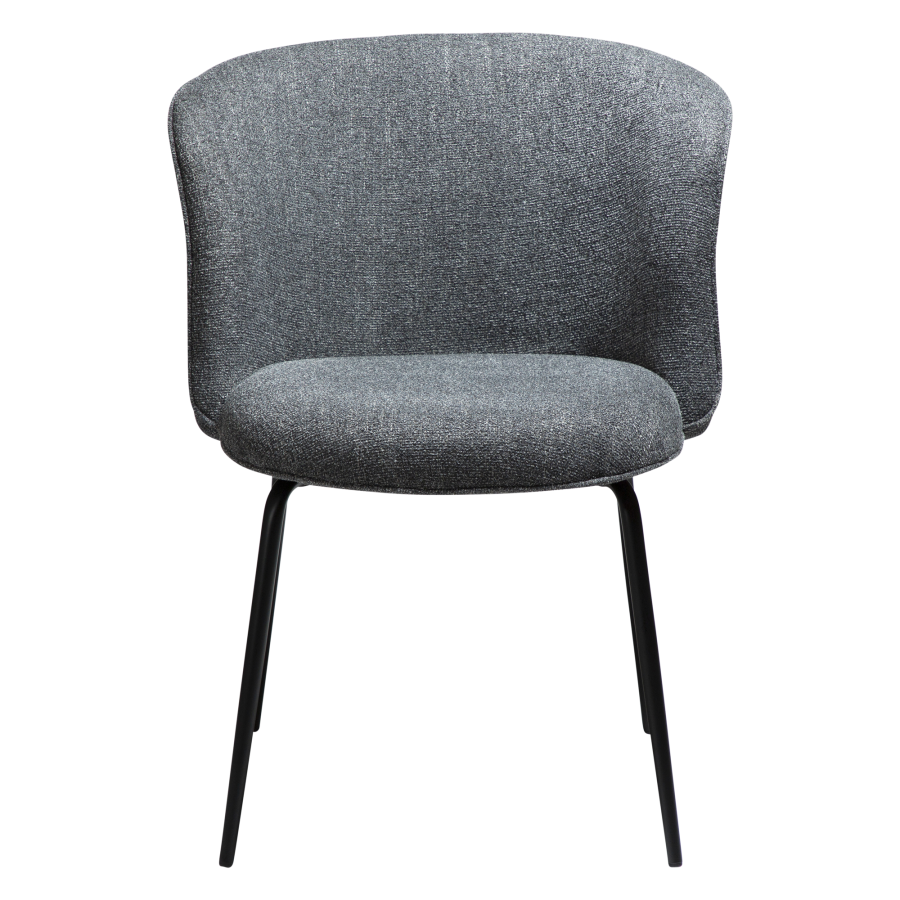DAN-FORM BLISS spisebordsstol - Pebble gr boucl stof og sort metal