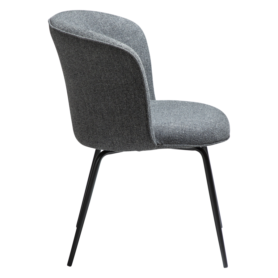 DAN-FORM BLISS spisebordsstol - Pebble gr boucl stof og sort metal