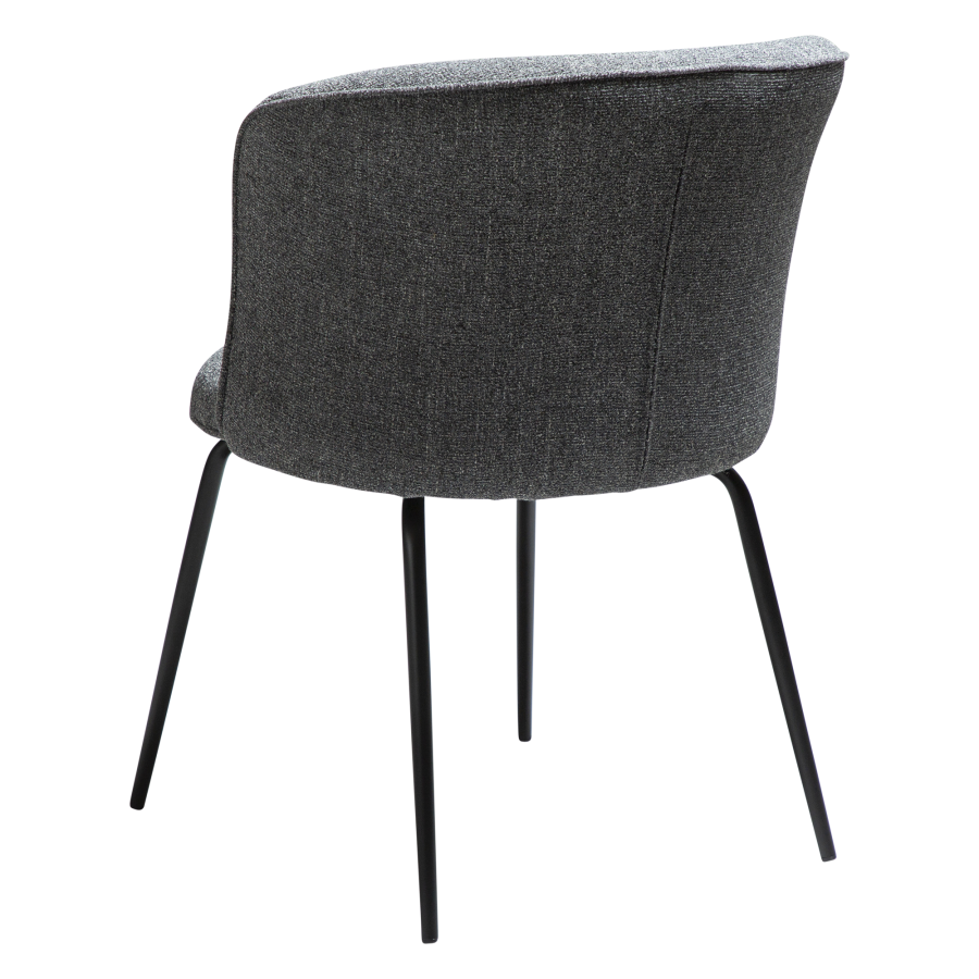 DAN-FORM BLISS spisebordsstol - Pebble gr boucl stof og sort metal