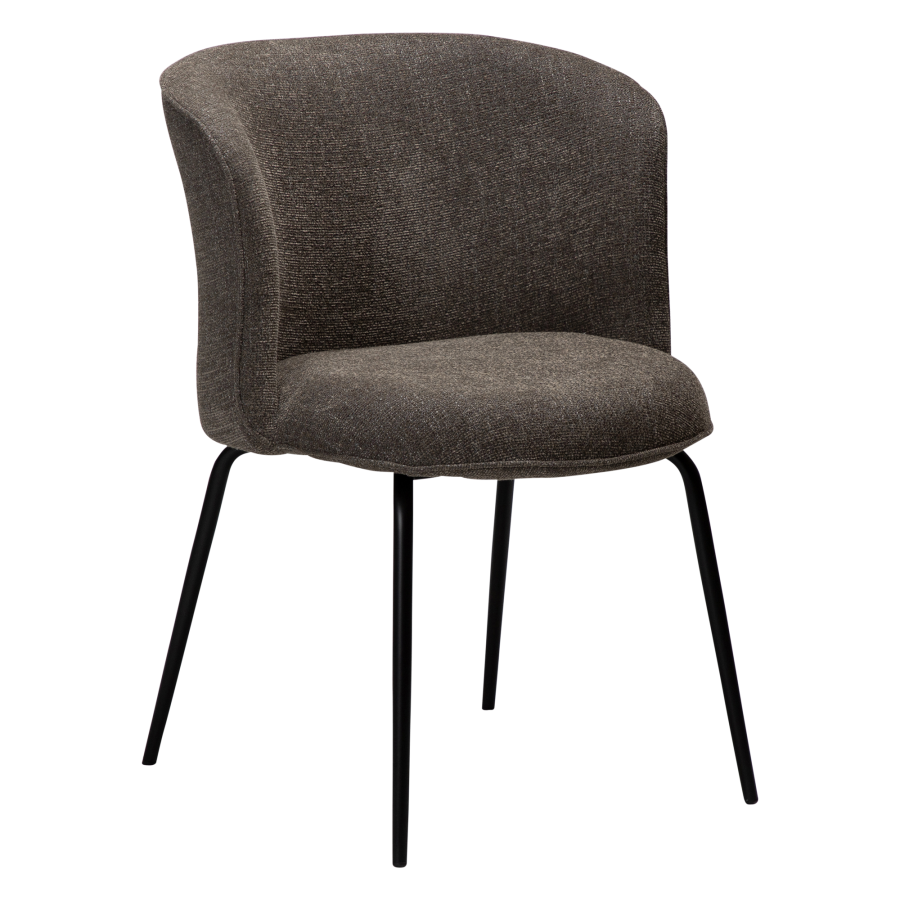 DAN-FORM BLISS spisebordsstol - Major brun boucl stof og sort metal