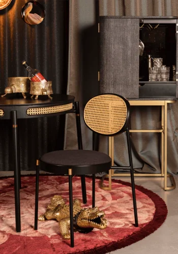 BOLD MONKEY Ava Morgana barskap, m. 2 drer, 1 skuff, speil - sort slangeskinn PU, messingstl