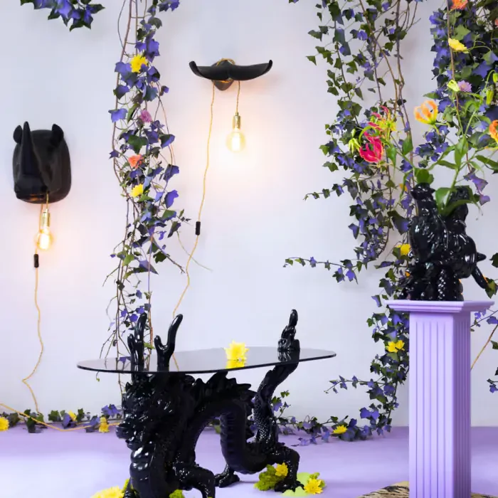 BOLD MONKEY The Tail Will Follow Wandleuchte - schwarzes Harz