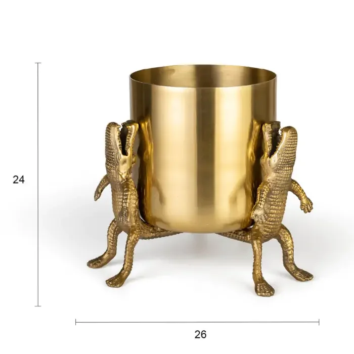 FET MONKEY Omgitt av krokodiller vase M, rund - gull aluminium (H:24)