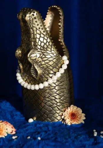 BOLD MONKEY See You Later Alligator Vase – Goldaluminium (H:35)