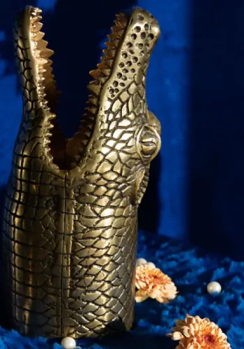 BOLD MONKEY See You Later Alligator Vase – Goldaluminium (H:35)