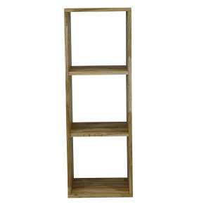 NOCNOI Puzzle rektangulr reol, m. 3 rum - massiv olieret eg, til vg/gulv (104x36)