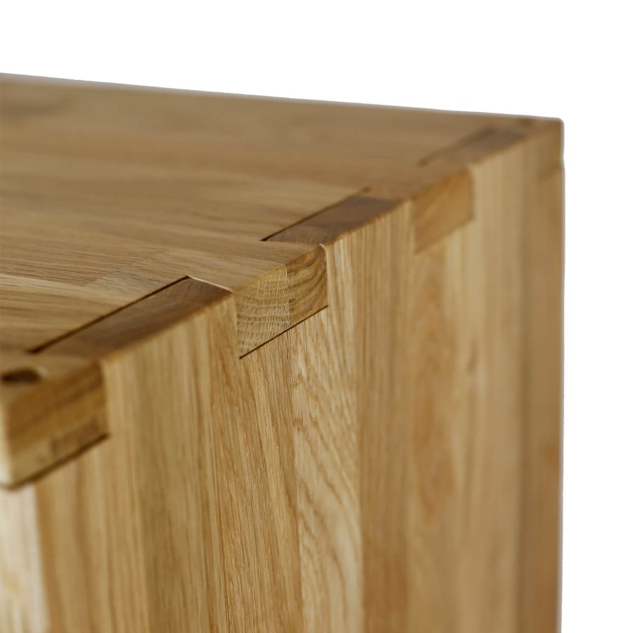 NOCNOI Puzzle rektangulr reol, m. 2 rum - massiv olieret eg, til vg/gulv (70x36)