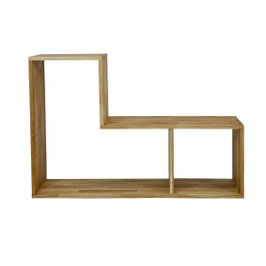 NOCNOI Puzzle asymmetrisk reol, m. 2 rum - massivt olieret eg (70x104)