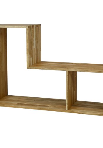 NOCNOI Puzzle asymmetrisk reol, m. 2 rum - massivt olieret eg (70x104)