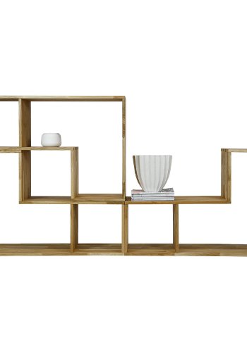 NOCNOI Puzzle asymmetrisk reol, m. 2 rum - massivt olieret eg (70x104)