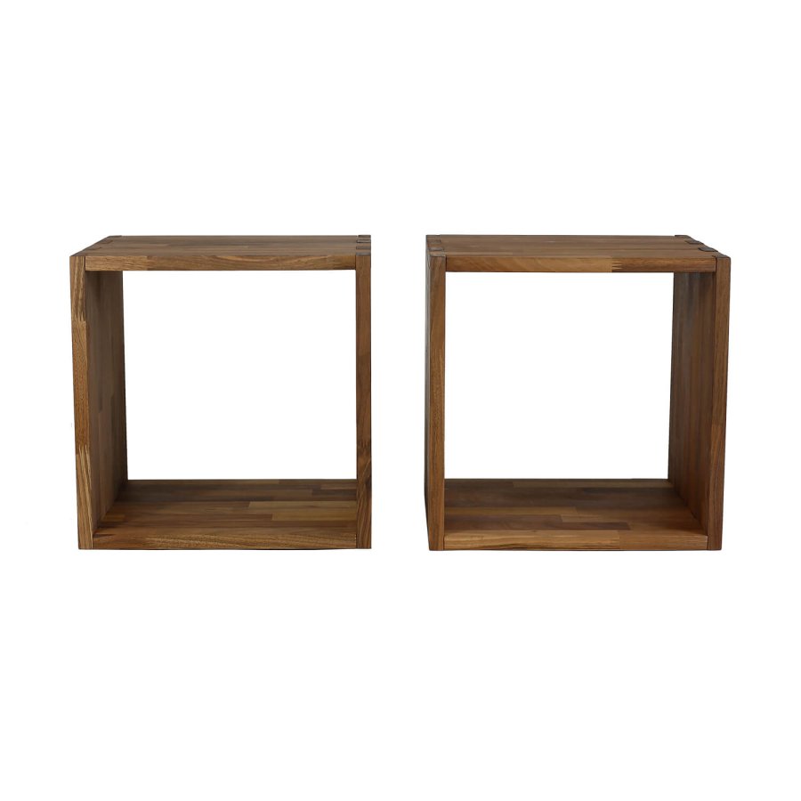 NOCNOI Puzzle quadratisches Regal, 1 Fach - Massivholz geölt, Walnuss, für Wand/Boden (36x36)