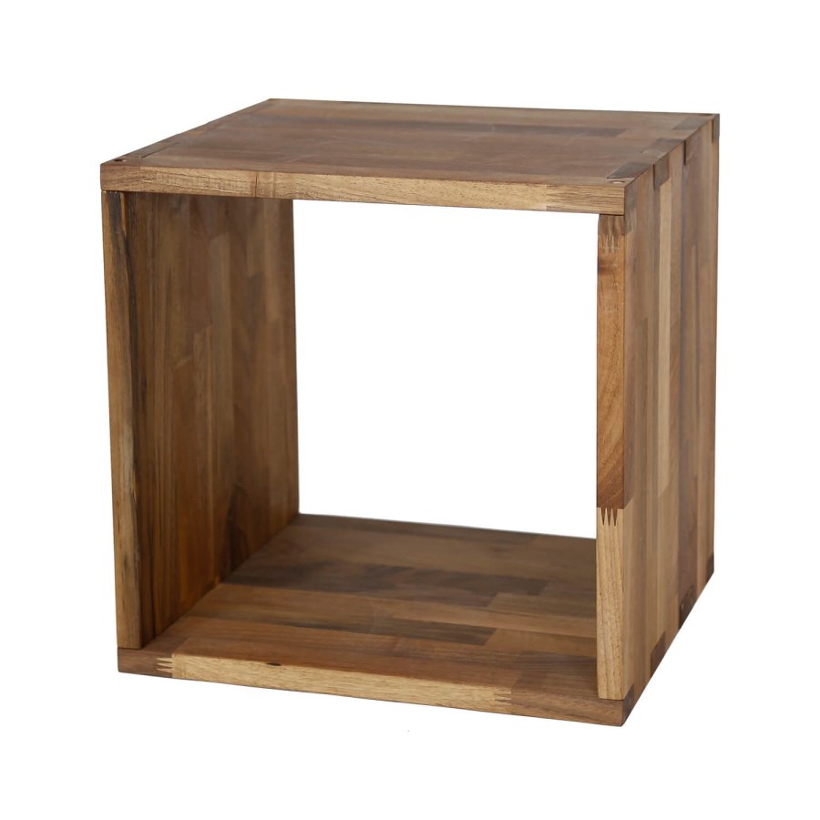 NOCNOI Puzzle quadratisches Regal, 1 Fach - Massivholz geölt, Walnuss, für Wand/Boden (36x36)