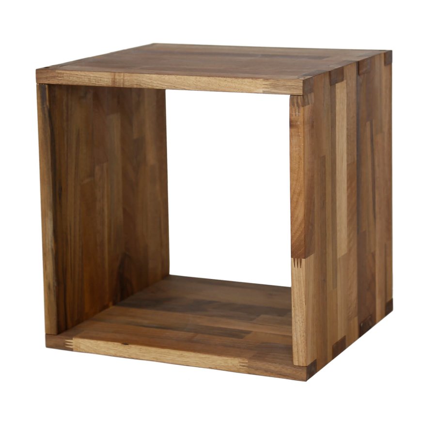 NOCNOI Puzzle quadratisches Regal, 1 Fach - Massivholz geölt, Walnuss, für Wand/Boden (36x36)