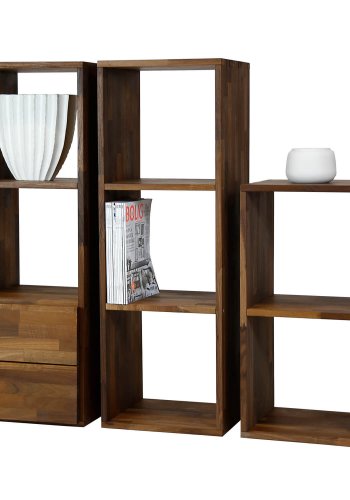 NOCNOI Puzzle rektangulr reol, m. 2 rum - massiv olieret valnd, til vg/gulv (70x36)