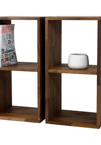 NOCNOI Puzzle rektangulr reol, m. 2 rum - massiv olieret valnd, til vg/gulv (70x36)