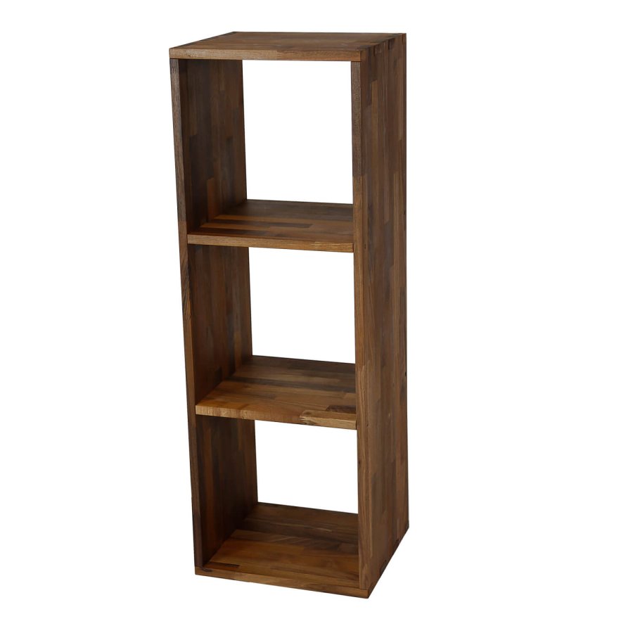 NOCNOI Puzzle rechteckiges Regal, mit 3 Fächern - massives geöltes Nussbaumholz, für Wand/Boden (104x36)