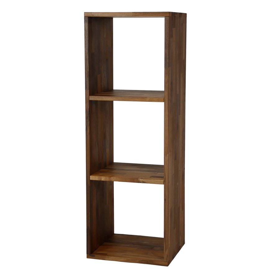 NOCNOI Puzzle rechteckiges Regal, mit 3 Fächern - massives geöltes Nussbaumholz, für Wand/Boden (104x36)