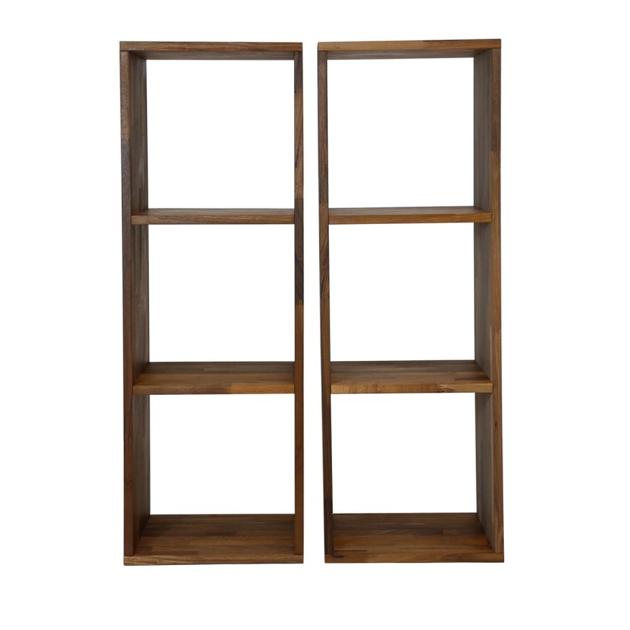 NOCNOI Puzzle rechteckiges Regal, mit 3 Fächern - massives geöltes Nussbaumholz, für Wand/Boden (104x36)