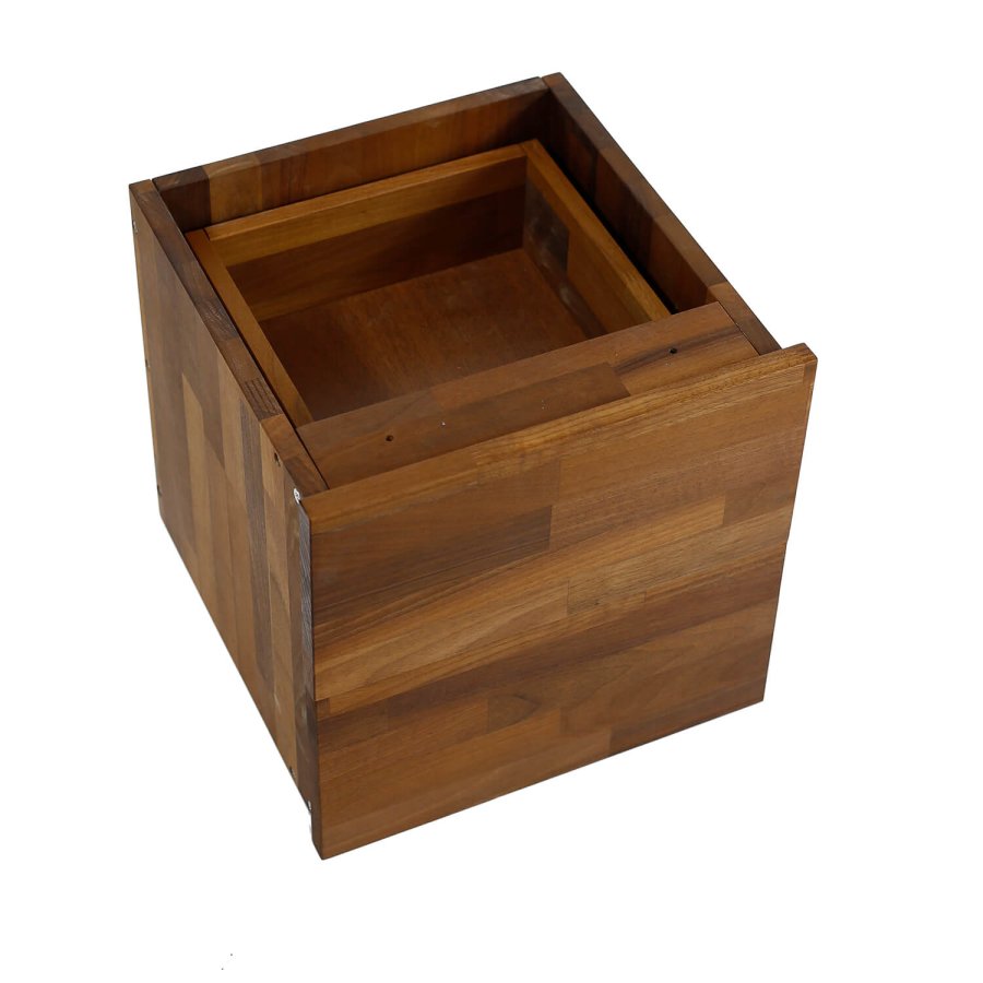 NOCNOI Puzzle Schubladeneinsatz, m. 2 Schubladen, mit Push-Open-Funktion - Nussbaum massiv geölt (H: 33,8cm x33,8cm x 33,8cm)