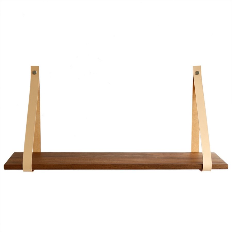 NocNoi Harre Vig Wandregal - massives Walnussholz und Naturleder