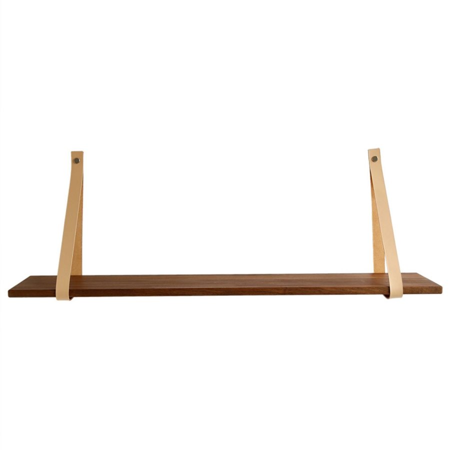 NocNoi Harre Vig Wandregal - massives Walnussholz und Naturleder