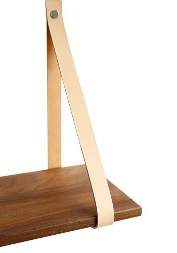 NocNoi Harre Vig Wandregal - massives Walnussholz und Naturleder