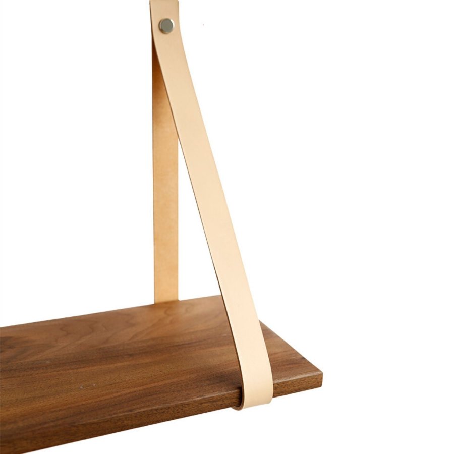 NocNoi Harre Vig Wandregal - massives Walnussholz und Naturleder