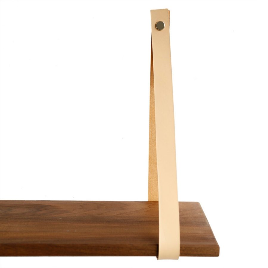 NocNoi Harre Vig Wandregal - massives Walnussholz und Naturleder