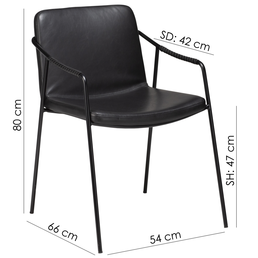 DAN-FORM BOTO lenestol Vintage svart kunstskinn med svarte ben