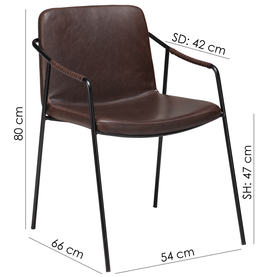 DAN-FORM BOTO lenestol Vintage kakao kunstskinn med svarte ben