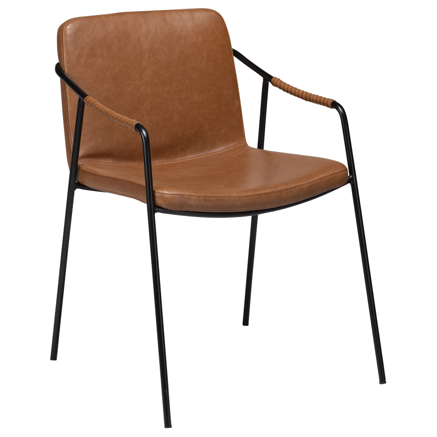 DAN-FORM BOTO lenestol Vintage lys brunt kunstskinn med svarte ben