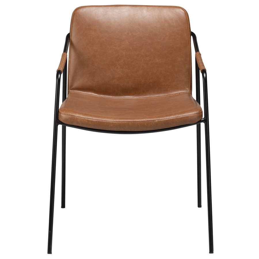 DAN-FORM BOTO lenestol Vintage lys brunt kunstskinn med svarte ben