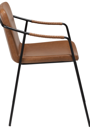 DAN-FORM BOTO lenestol Vintage lys brunt kunstskinn med svarte ben