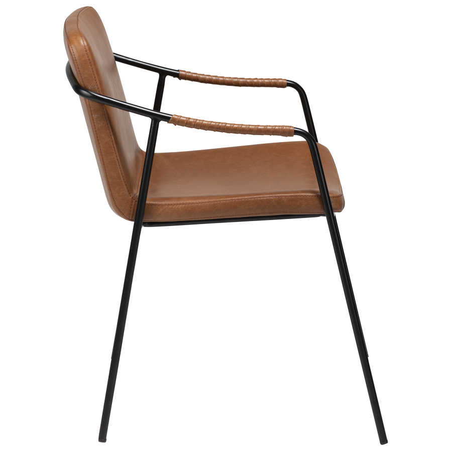 DAN-FORM BOTO lenestol Vintage lys brunt kunstskinn med svarte ben