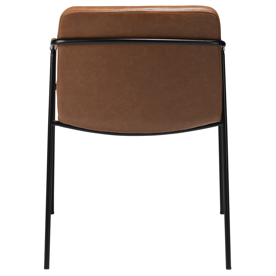 DAN-FORM BOTO lenestol Vintage lys brunt kunstskinn med svarte ben