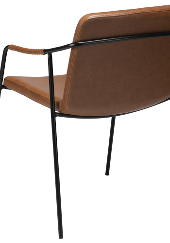 DAN-FORM BOTO lenestol Vintage lys brunt kunstskinn med svarte ben