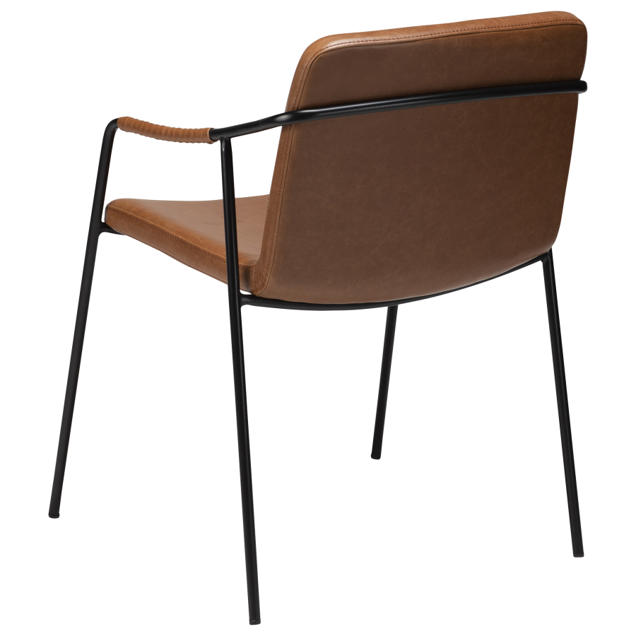 DAN-FORM BOTO lenestol Vintage lys brunt kunstskinn med svarte ben