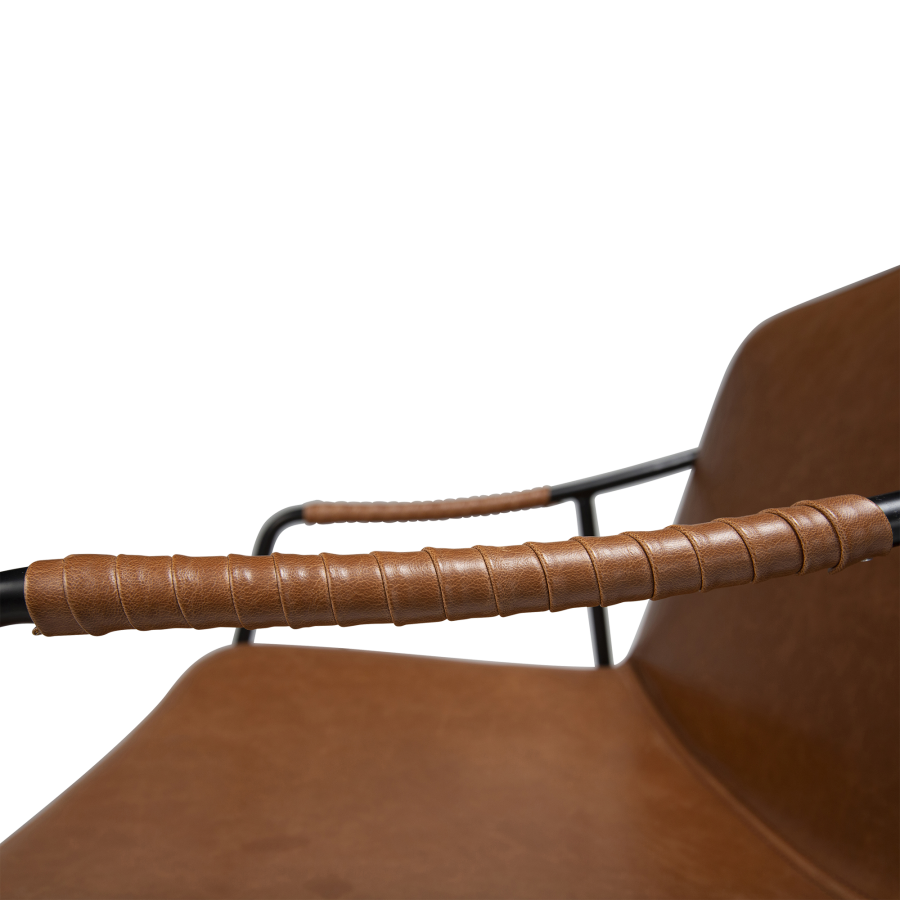 DAN-FORM BOTO lenestol Vintage lys brunt kunstskinn med svarte ben