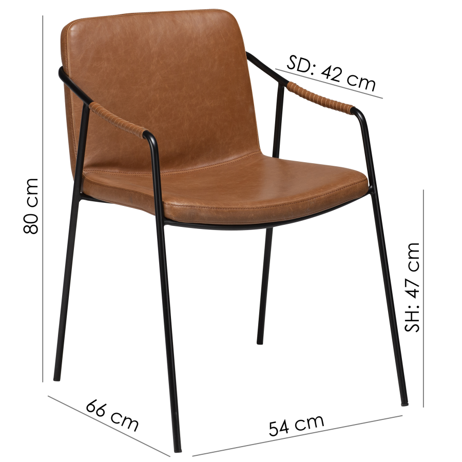 DAN-FORM BOTO lenestol Vintage lys brunt kunstskinn med svarte ben