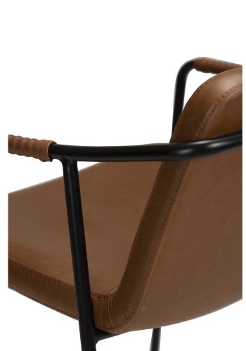 DAN-FORM Boto barkrakk, med ryggsttte og fotsttte - vintage lysebrunt kunstskinn og svart stl