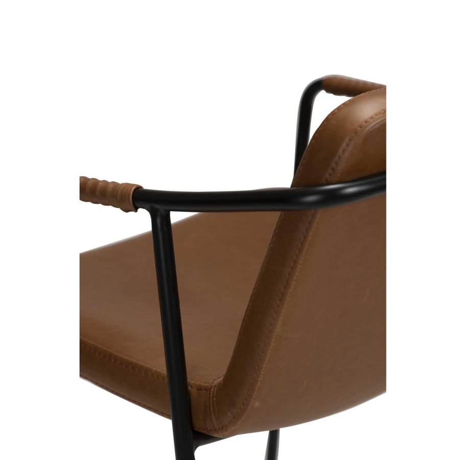 DAN-FORM Boto barkrakk, med ryggsttte og fotsttte - vintage lysebrunt kunstskinn og svart stl