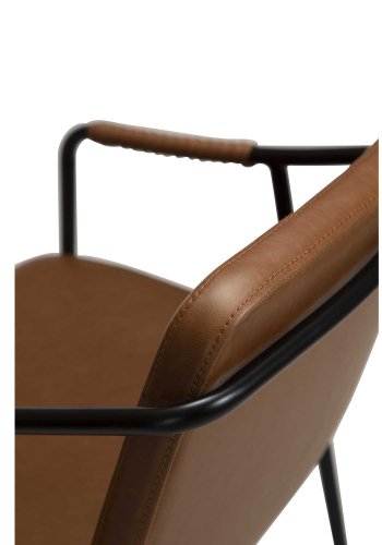 DAN-FORM Boto barkrakk, med ryggsttte og fotsttte - vintage lysebrunt kunstskinn og svart stl