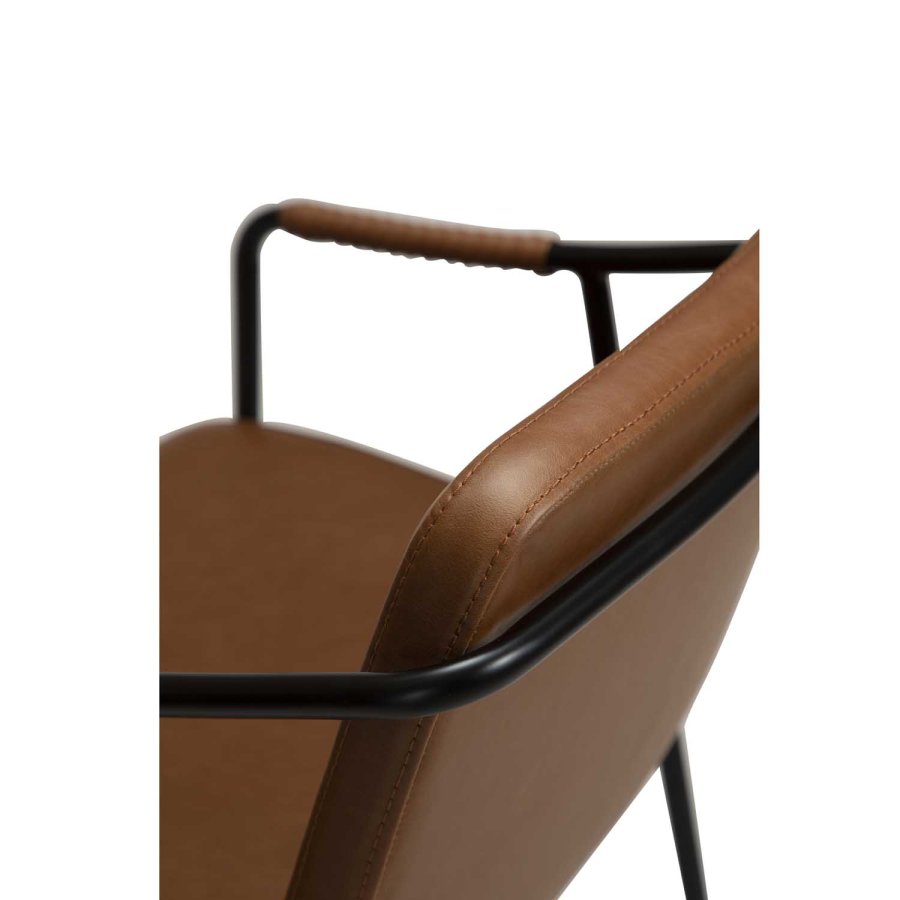 DAN-FORM Boto barkrakk, med ryggsttte og fotsttte - vintage lysebrunt kunstskinn og svart stl