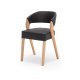 NocNoi Brokholm spisestuestol - svart imitert skinn og ben av eik, med armlener