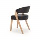 NocNoi Brokholm spisestuestol - svart imitert skinn og ben av eik, med armlener
