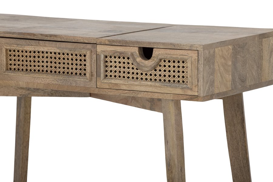 BLOOMINGVILLE Perth sminkebord, m. speil og 2 skuffer - naturlig mangetre (102x45)