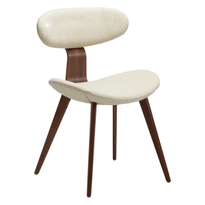 DANFORM Buckle spisebordsstol - matteret mandel bouclstof m. glimmer og valnd brun tr